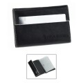 Leather metal name card case with PVC pocket - BEA